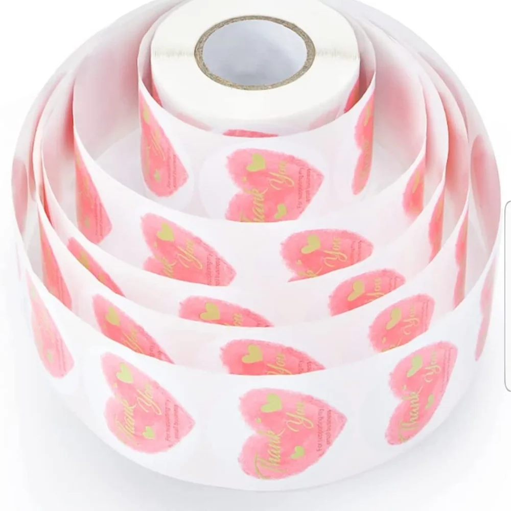 100 ct  2 Inch Circle Pastel Pink with Golden Hearts